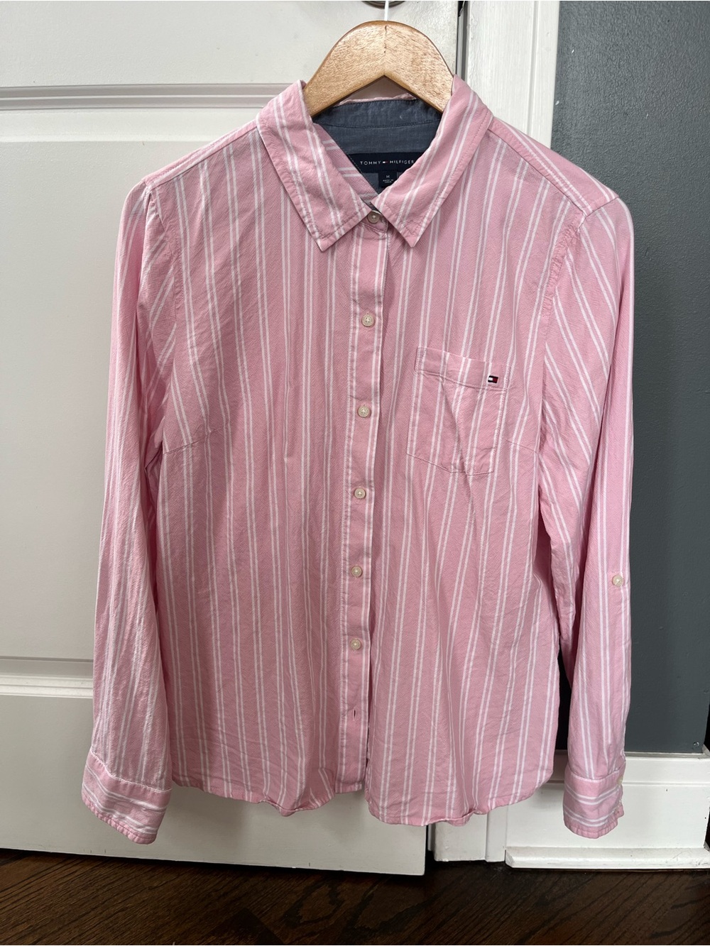 Tommy Hilfiger Light Pink Vertical-Striped Button Shirt